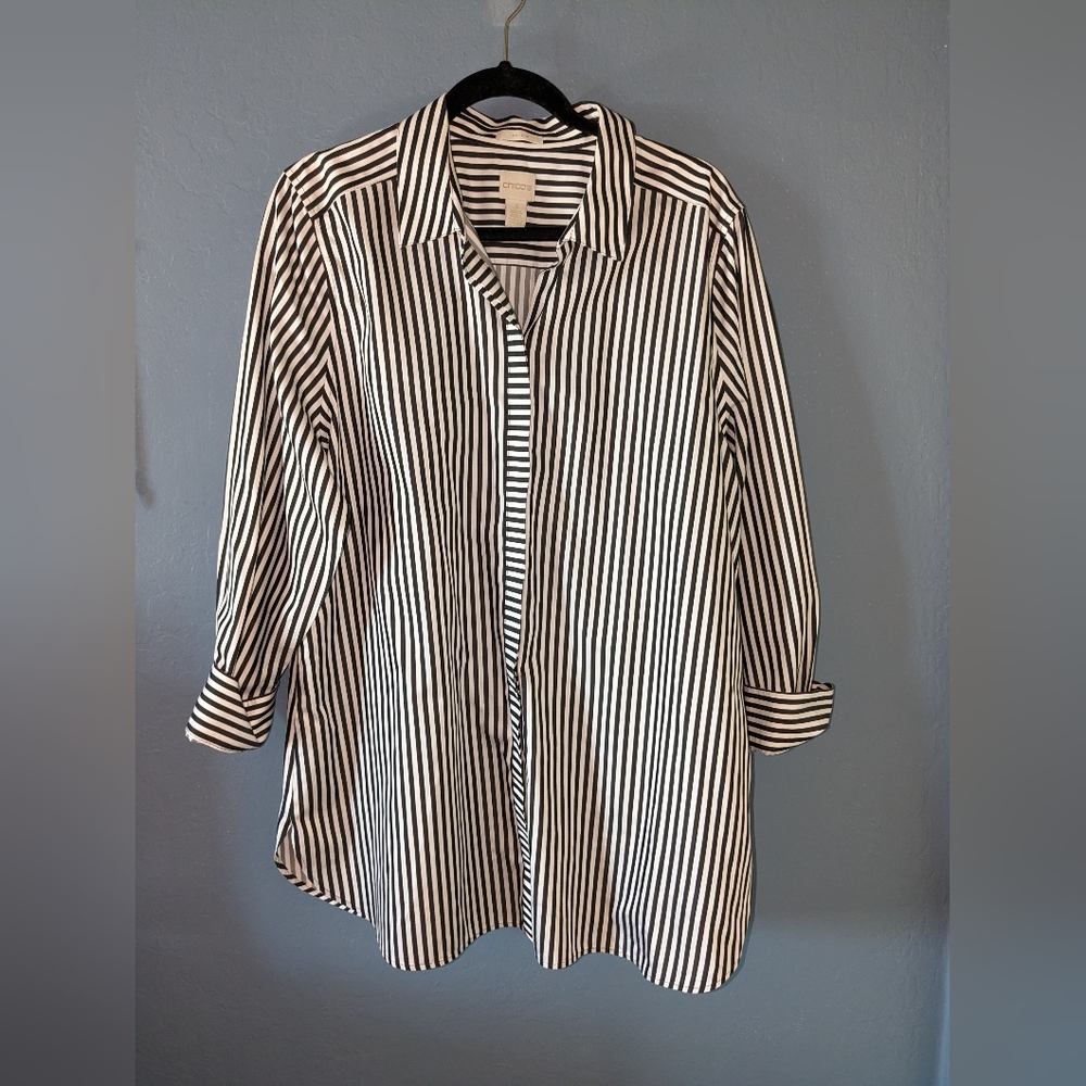 Chicos size 3 (16/18) No Iron Striped Tunic